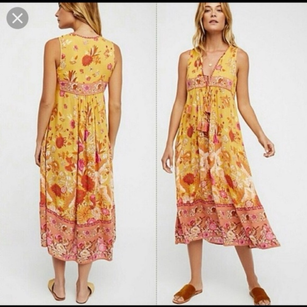 Spell & The Gypsy Siren Song yellow pink sleeveless dress small